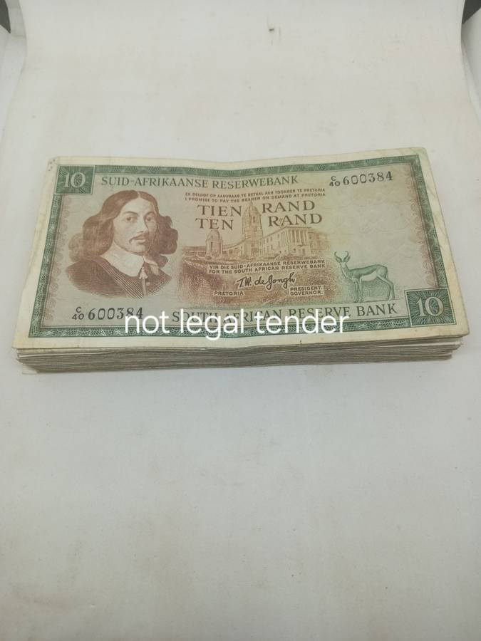 100 TW de Jongh Ten Rand Banknote. Afr / Eng