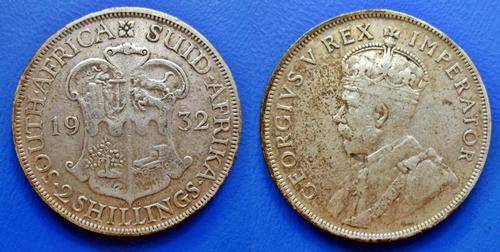 ## 1932 South Africa Silver 2 Shillings ##
