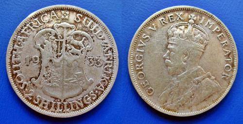 ## 1933 South Africa Silver 2 Shillings ##