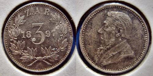 ## Beautiful 1897 ZAR Silver 3D ##