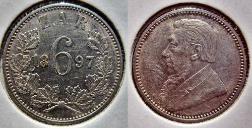 ## Beautiful 1897 ZAR Silver 6D ##