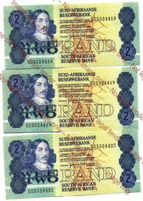 ## Unc Gerhard de Kock R2 Banknotes in Series GS5524418 - GS552220 ##