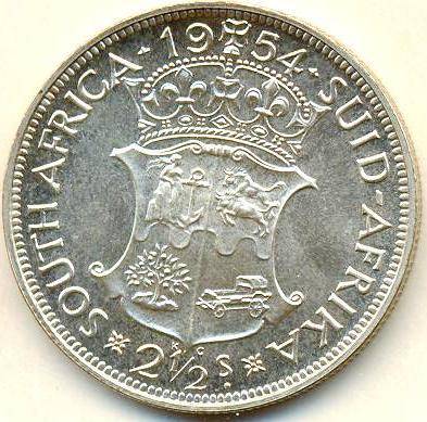 ## Proof 1954 2 and a half shilling ##