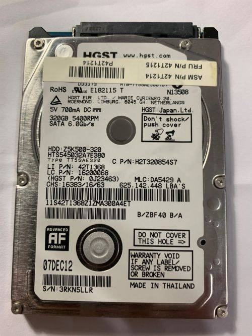 HGST 320GB LAPTOP HDD