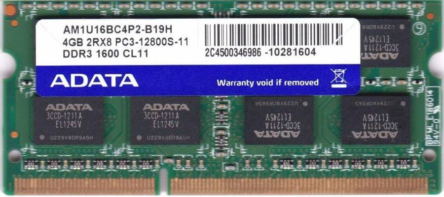 ADATA 4GB DDR3 12800 Laptop Memory