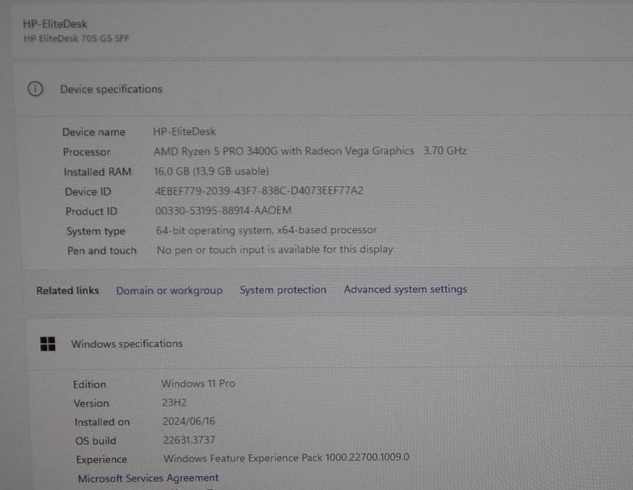 HP EliteDesk 705 G5 SFF AMD RYZEN 5 PRO 3400G 512GB m.2 NVMe 1TB 3.5` HDD 16GB DDR4 Win 11 Pro