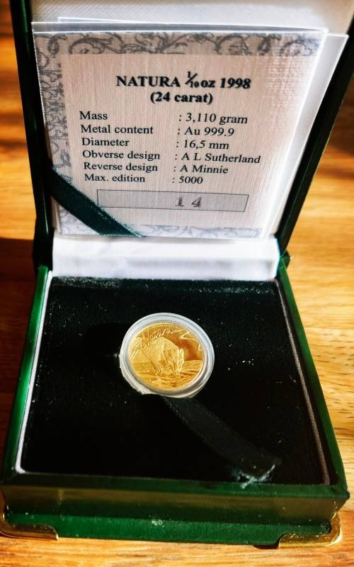 1998 NATURA TENTH OZ - THE LEOPARD WITH CERT # MINTAGE 2706