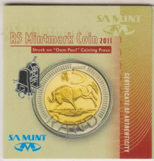 RARE ! - 2011 R5 SA MINT COIN WORLD "OOM PAUL PRESS MINT MARK" - BU LIMITED EDITION with COA
