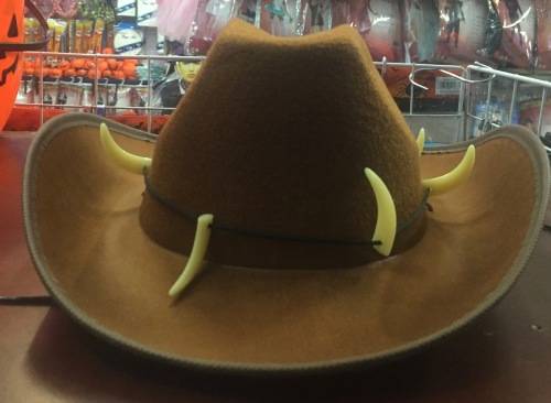 Halloween Cowboy hat with fake teeth