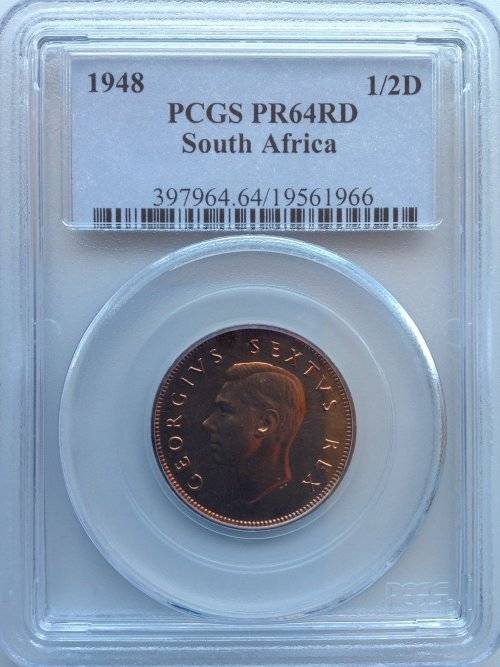1948 ½ P (HALFPENNY) - PCGS GRADED  PF64 RD