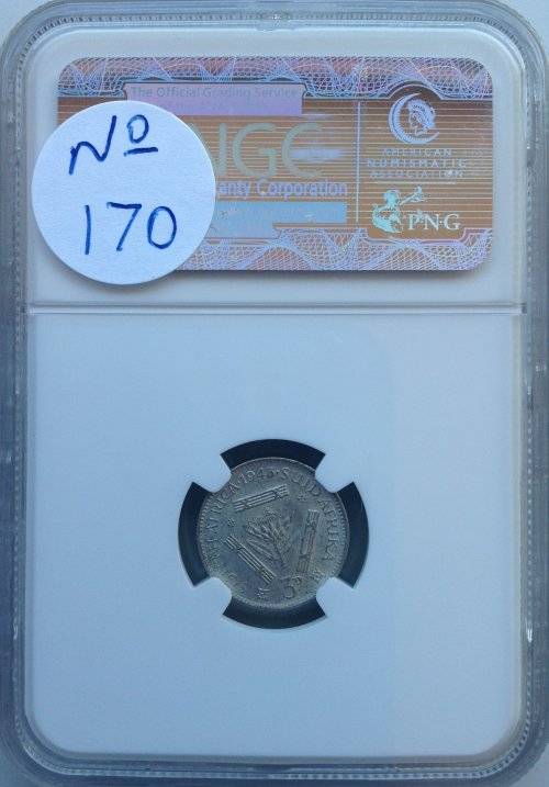 1943 3P (THREEPENCE) - NGC GRADED - MS62 (INCORRECTLY LABELLED BY NGC)