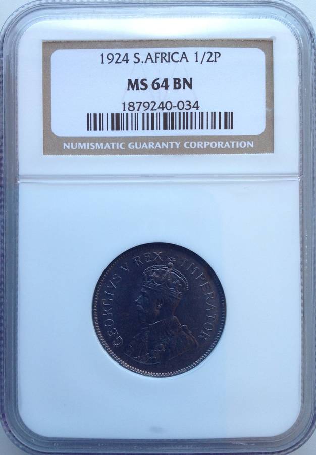 1924  ½ P (HALFPENNY) - NGC GRADED - MS64BN