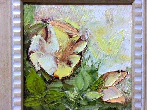 BEIGE/YELLOW ROSES OIL PAINTING