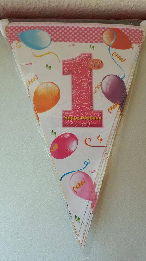 1st birthday triangle banner- girl