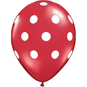 Red polka dot balloons- 10 balloons per pack