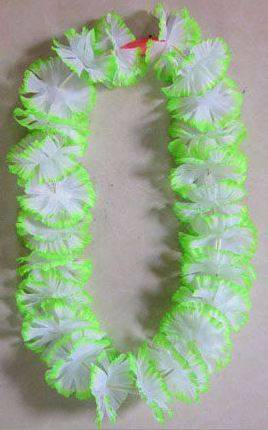 Hawaiian Necklace/Garland: GREEN & WHITE