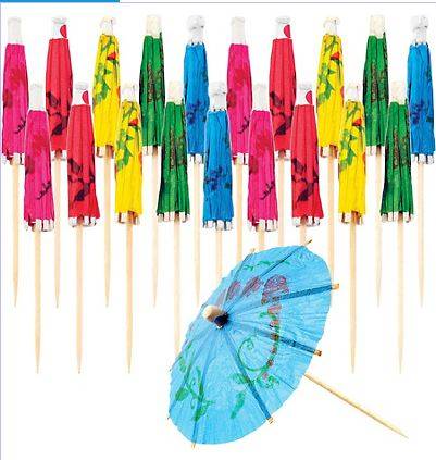 Hawaiian party cocktail parasols-assorted colours(10)