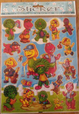 Barney sticker sheet