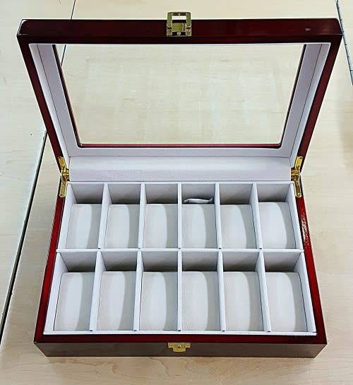 WATCH BOX / DISPLAY / CASE / STORAGE / ORGANISER *12 SLOT/ BLOCK/ DIVISION*DYNAMITE*REAL SOLID WOOD