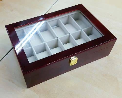 WATCH BOX / DISPLAY / CASE / STORAGE / ORGANISER *12 SLOT/ BLOCK/ DIVISION*DYNAMITE*REAL SOLID WOOD