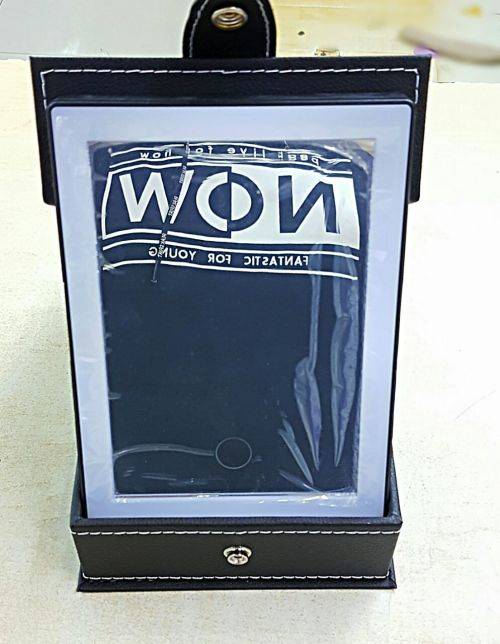 PORTABLE COSMETIC MIRROR WITH RECHARGEABLE LED LIT BORDER AND JEWELRY STORAGE BOX* BLACK