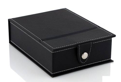 PORTABLE COSMETIC MIRROR WITH RECHARGEABLE LED LIT BORDER AND JEWELRY STORAGE BOX* BLACK