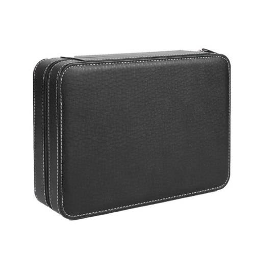WATCH BOX DISPLAY CASE STORAGE ORGANISER 12 SLOT BLOCK LUXURY ZIPPERED TRAVELLERS BLACK PU LEATHER