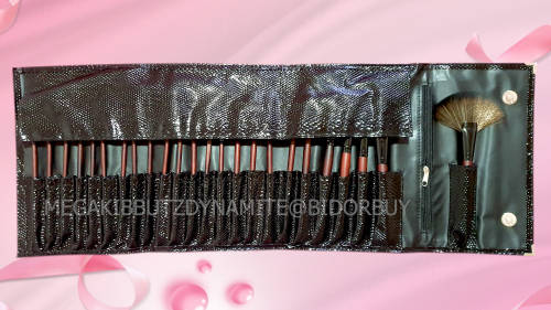 PROFESSIONAL MAKE-UP BRUSH SET WITH CROCODILE PU LEATHER STORAGE ORGANIZING POUCH 24 PIECE SET