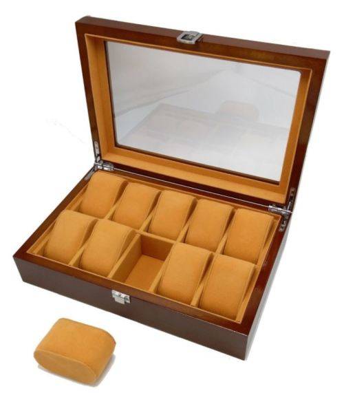 WATCH BOX  DISPLAY  CASE  STORAGE  ORGANISER 10 SLOT BLOCK DIVISION QUALITY SOLID WOOD
