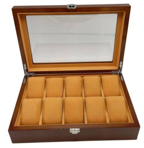 WATCH BOX  DISPLAY  CASE  STORAGE  ORGANISER 10 SLOT BLOCK DIVISION QUALITY SOLID WOOD