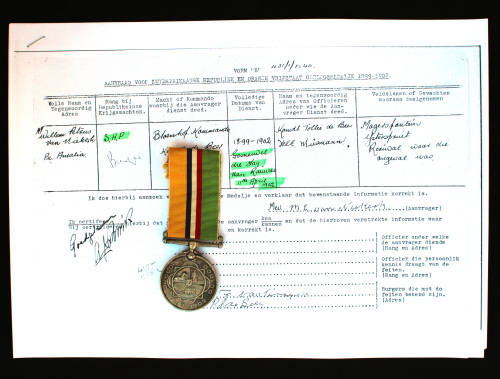 Anglo-Boer War Medal ABO Burger WP van Niekerk Killed in Action at Rooiwal EF