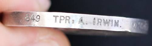 QSA 4 bars: CC, OFS, TVL, SA'01 349 Tpr. A. Irwin Kitchener's F.S. (died of wounds) EF