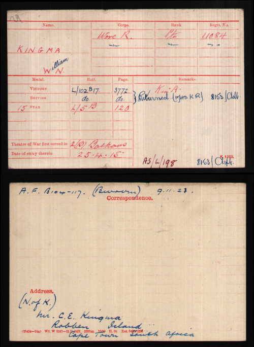 Memorial plaque William Nicholas Kingma EF