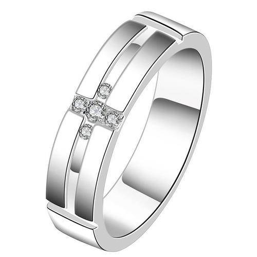 925 sterling silver stamped filled Cross design ring with Genuine Austrian AAA crystals