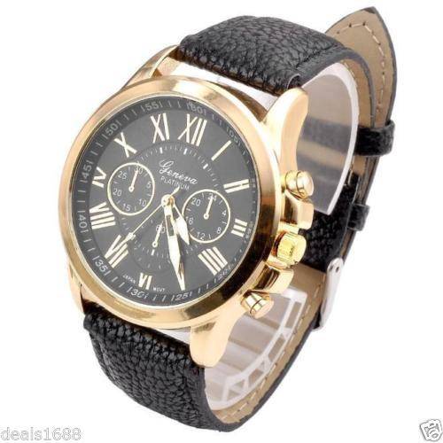 Women's Fashion Geneva Dial Analog Quartz Leather Wrist Watches