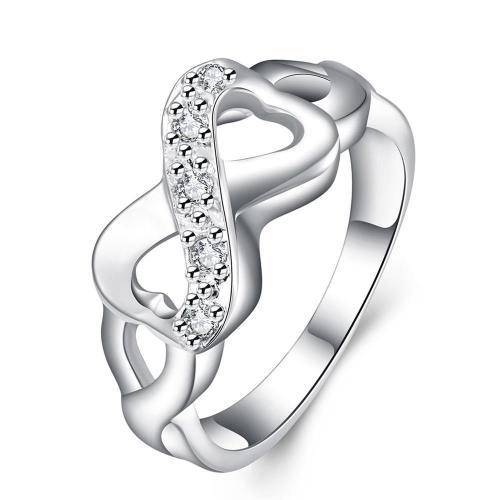 Exquisite 925 Sterling Silver Infinity Style with Little AAA CZ Sim Ring size 6 With Comp Gift Box