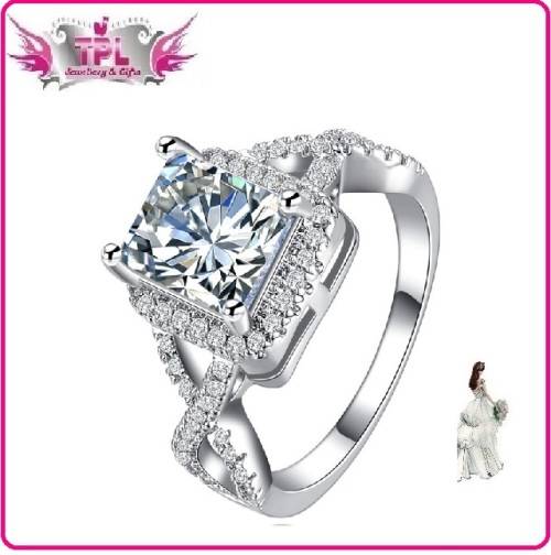 FIT FOR A PRINCESS! Princess Cut 3.48 Carat Cr .Diamond with Stunning Accent -Size 7