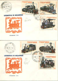 Mozambique 1979 Trains set on 2 FDC as scan