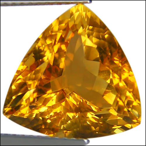 11.9 ct GOLDEN YELLOW TRILLION CHECKERBOARD CUT CITRINE Gemstone