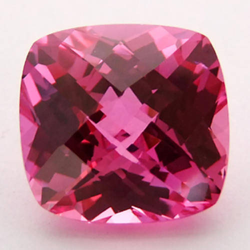 20.32 ct  SPARKLING FLAMINGO PINK CUSHION CKECKERBOARD CUT TOPAZ GEMSTONE
