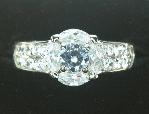 SPECTACULAR SIMULATED WHITE DIAMOND ENGAGEMENT RING