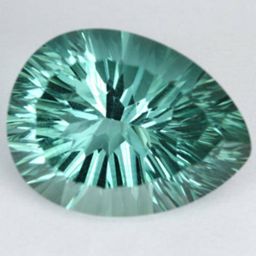 17.48 ct UNUSUAL PEAR CONCAVE CUT GREEN AMETHYST - PRASIOLITE GEMSTONE
