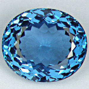 27.60 ct SPECTACULAR OVAL CUT SWISS BLUE TOPAZ GEMSTONE