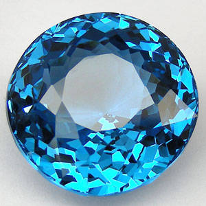 27 ct ROUND DIAMOND CUT SWISS BLUE TOPAZ GEMSTONE