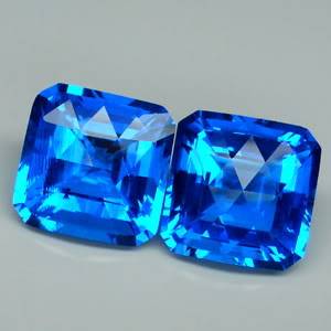 ++PAIR++ 39.0 ct CUSHION CUT SWISS BLUE TOPAZ GEMSTONES