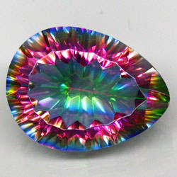 17.33 ct.NATURAL TOP MULTI COLOUR RAINBOW MYSTIC TOPAZ - PEAR MILLENNIUM CUT