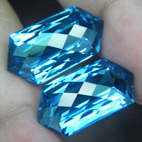 ~November Gemstone~ MATCHING PAIR 47.7 ct FANCY SHAPE SWISS BLUE TOPAZ GEMSTONES