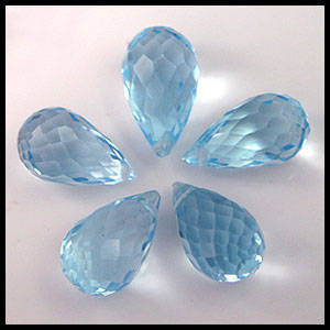 12.48 T ct  NATURAL SKY BLUE TOPAZ DRILL TEAR DROPS Lot of 5