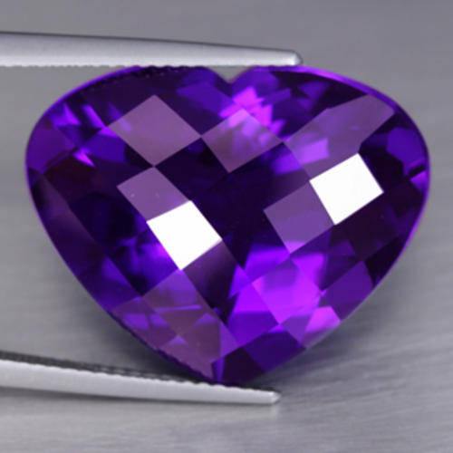 21.12  ct EXQUISITE PURPLE HEART CHECKERBOARD CUT  AMETHYST