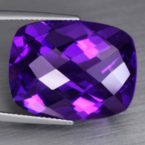21.18 ct Lovely Deep Purple Cushion Checkerboard cut African  AMETHYST Gemstone